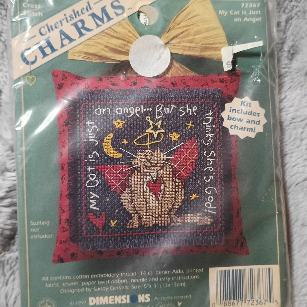 NIP 1997 Dimensions Cross Stitch 72367 My Cat is Just An Angel Cherished Charms
